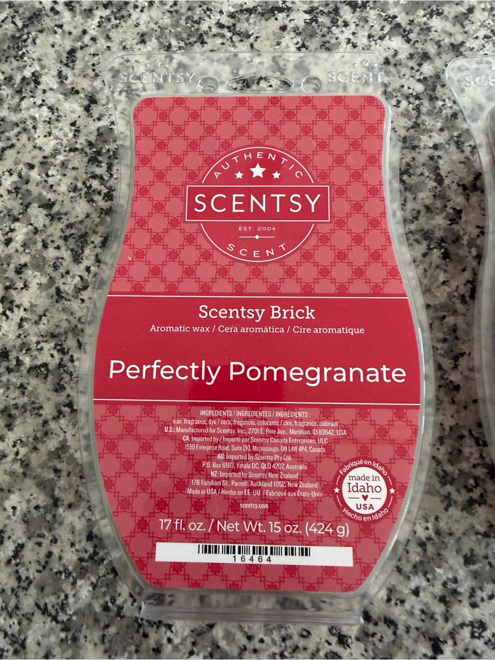 Scentsy Perfectly Pomegranate Wax Bar - Red